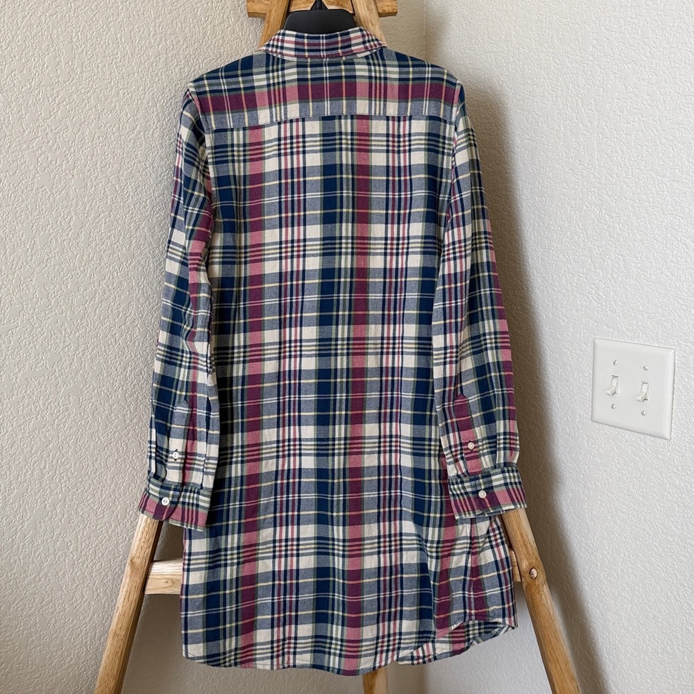 Polo by Ralph Lauren Girls 14 Blue, Burgundy & White Plaid Shirt Dress - Picture 3 of 3